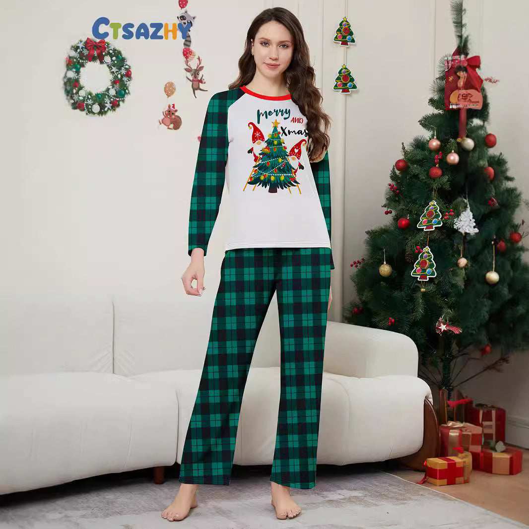 Santa Alphabet Parent-Child Printed Christmas Pajamas