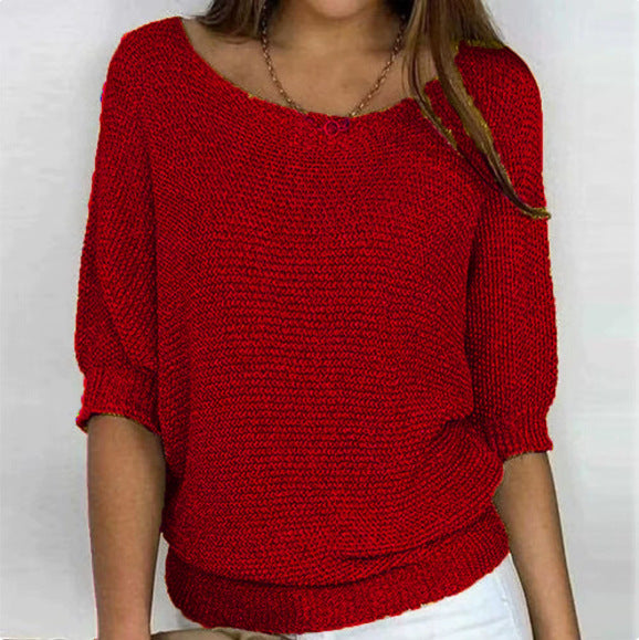 Lightweight Knit Sweater Dolman Sleeve Pullover Top