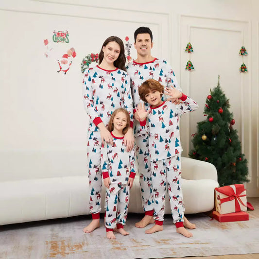 Christmas Tree Deer Full of Flowers Parent-child Dress Printed Christmas Pajamas