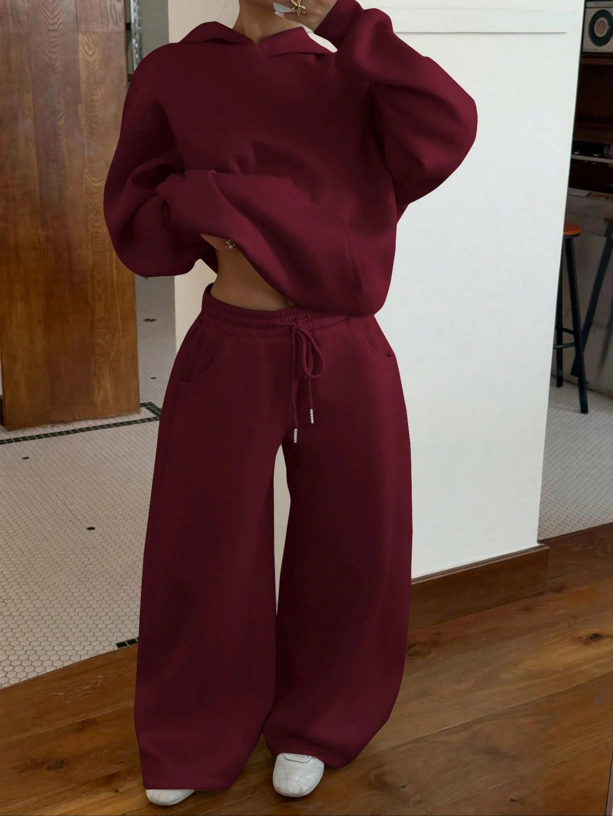 Women's Oversized Fleece Hoodie & Wide Leg Sweatpants Set