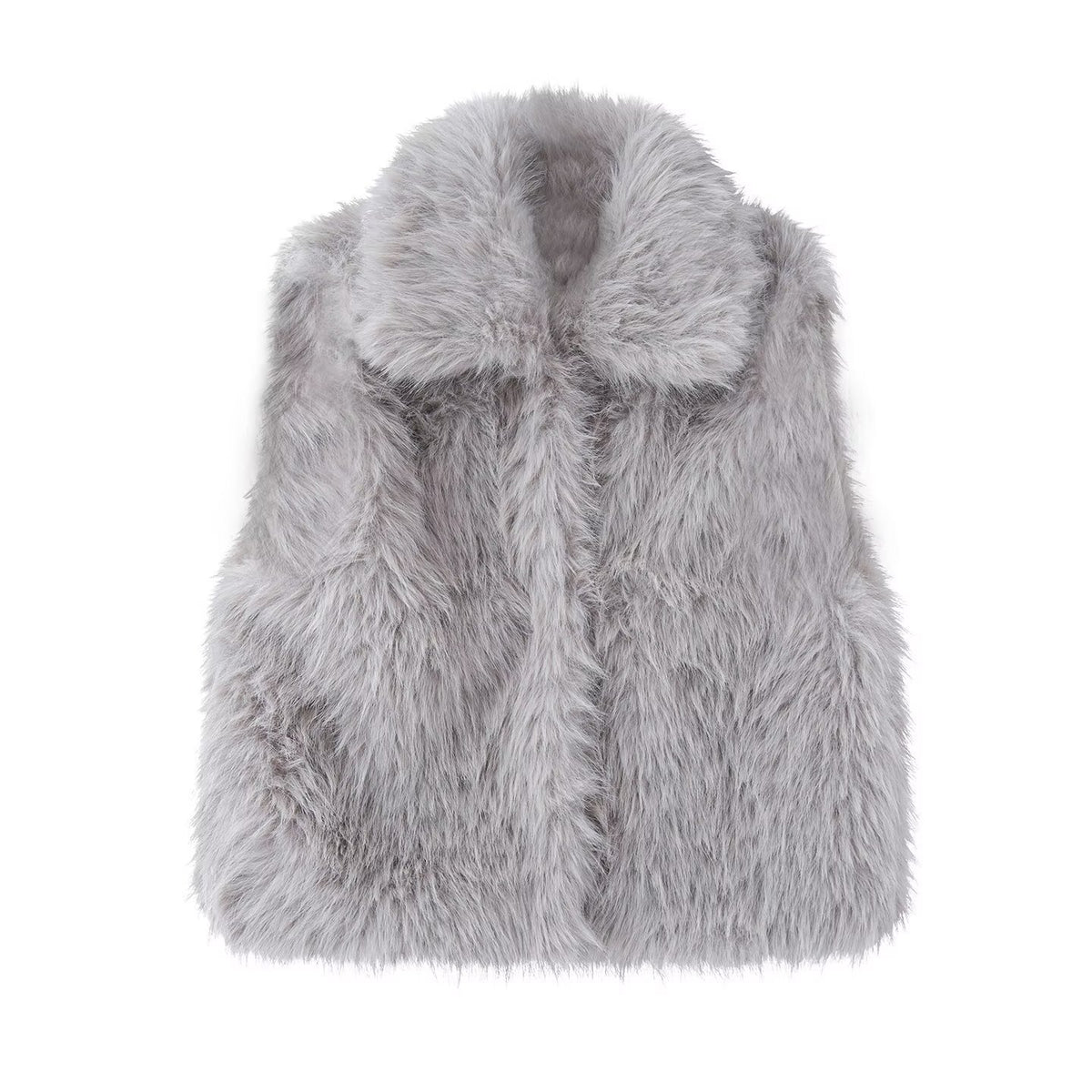 Women's Long Faux Fur Vest Sleeveless Lapel Winter Chic