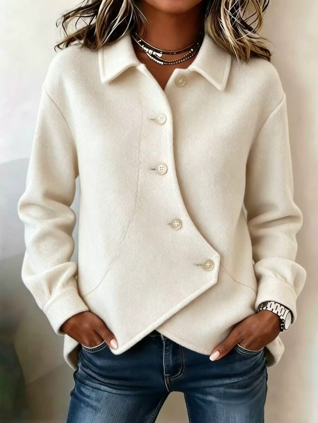 Women's Asymmetrical Button Front Shacket
