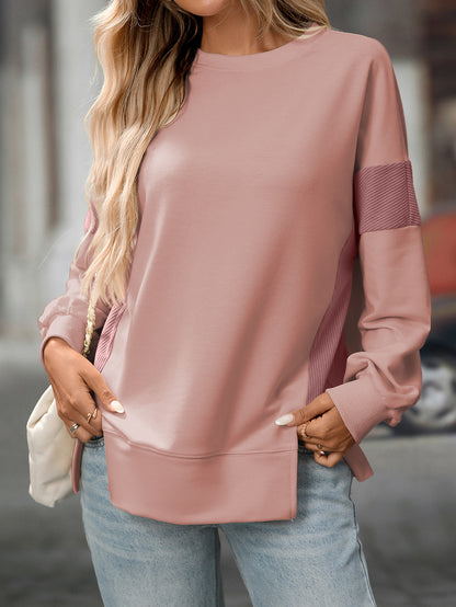 2025 Fall/Winter Colorblock Crew Neck Sweatshirt – Loose Casual Pullover