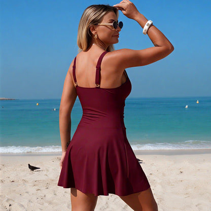 Cutout One Piece Swim Dress Tummy Control Beachwear