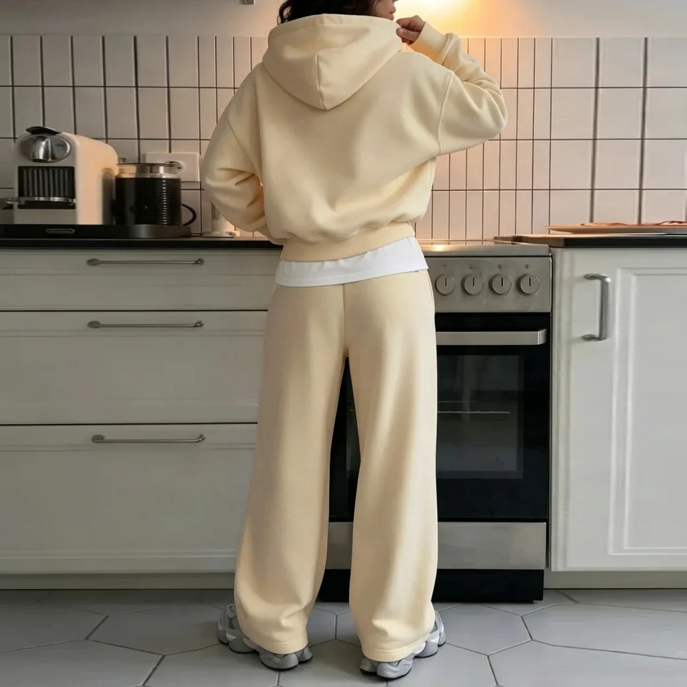 Women's Oversized Fleece Crewneck Sweatshirt Sweatpants Set