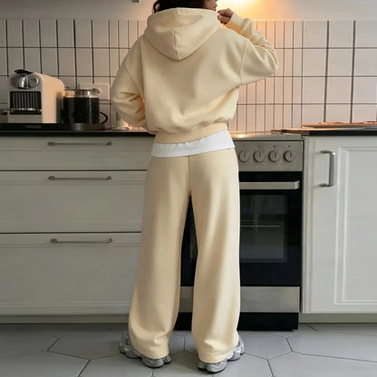 Women's Oversized Fleece Crewneck Sweatshirt Sweatpants Set