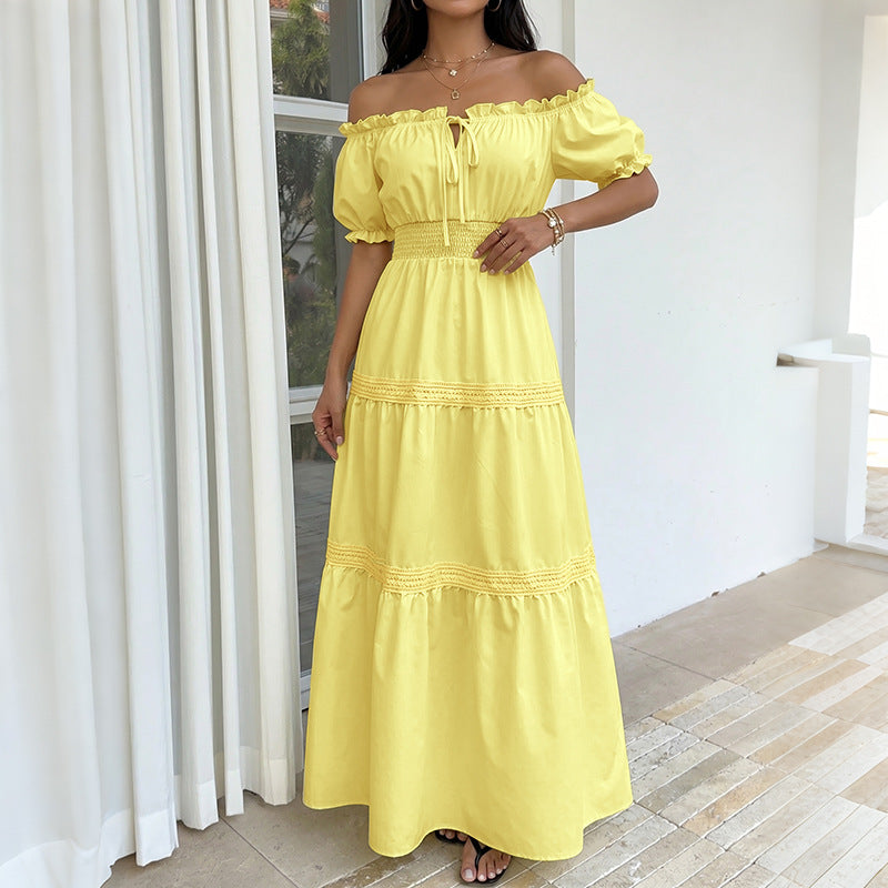 Chic Off-Shoulder Puff Sleeve Princess Dress A-Line Summer