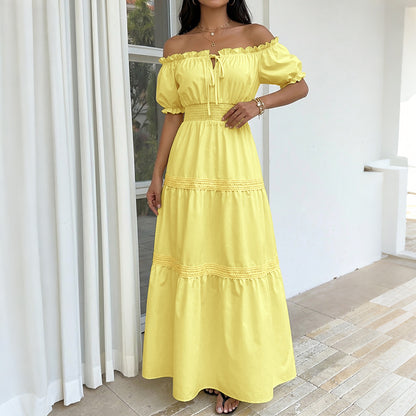 Chic Off-Shoulder Puff Sleeve Princess Dress A-Line Summer
