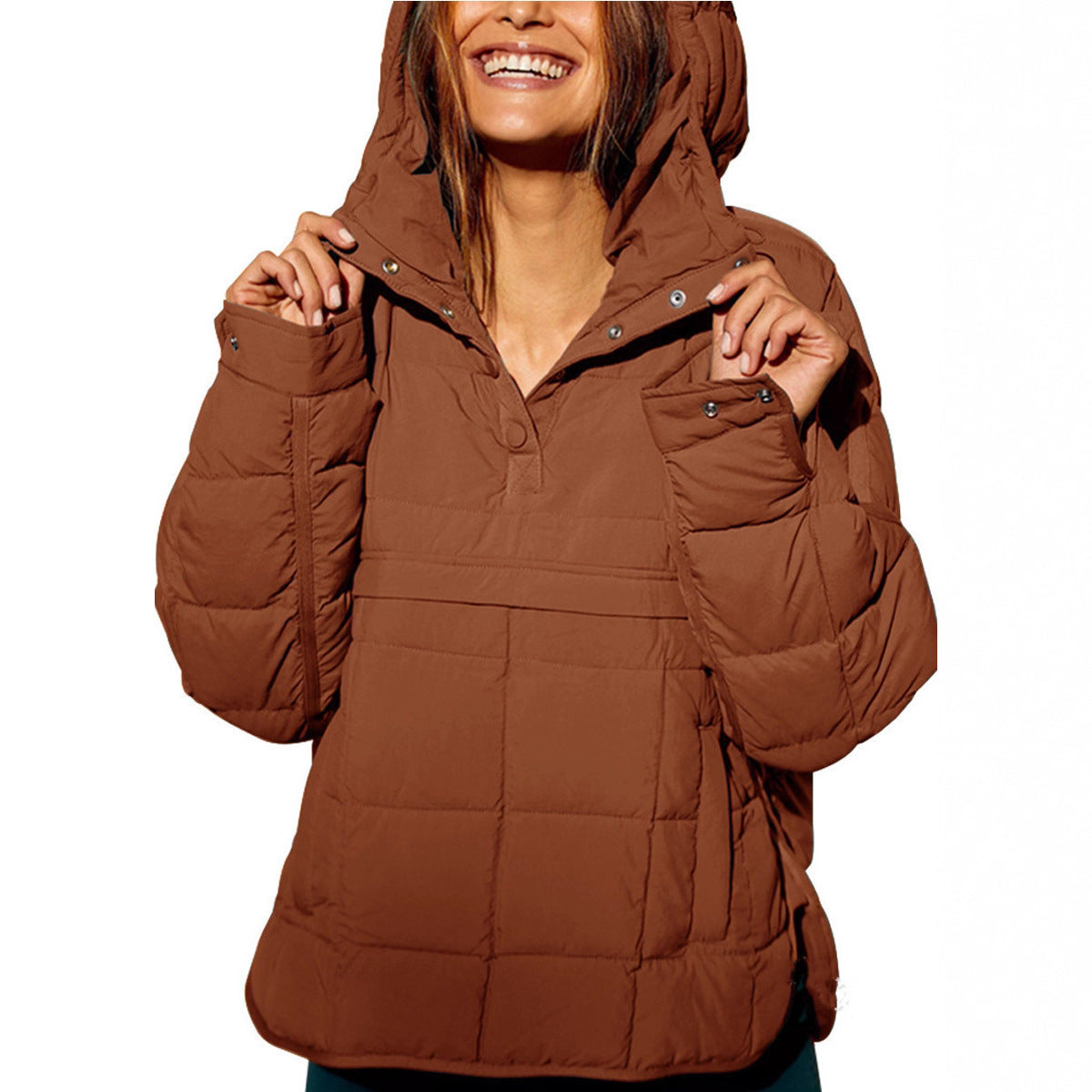 Women Oversized Hooded Quilted Pullover Puffer Jacket