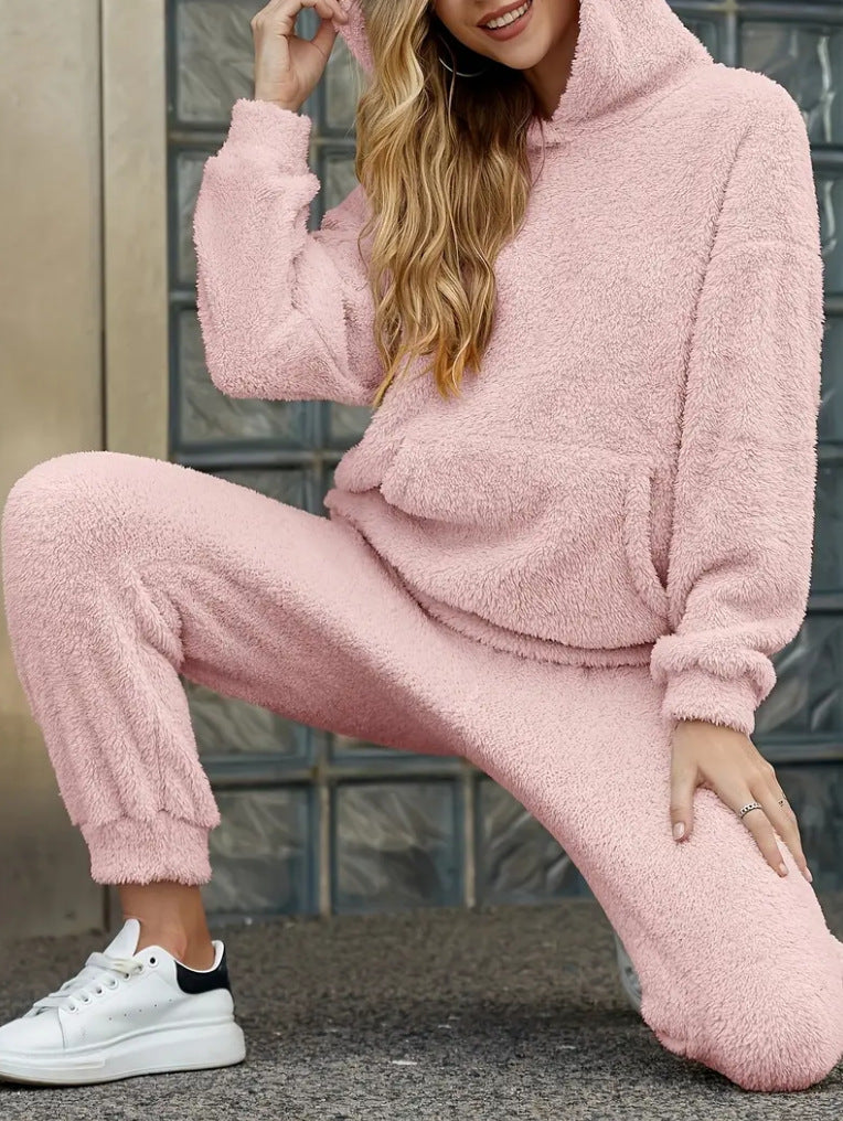Women's Sherpa Hoodie Jogger Lounge Set