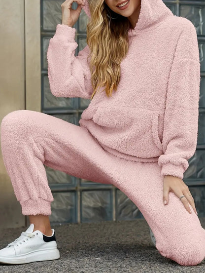 Women's Sherpa Hoodie Jogger Lounge Set