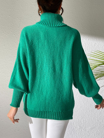 Women's Bottoming Shirt Solid Color Simple Beaded Turtleneck Sweater