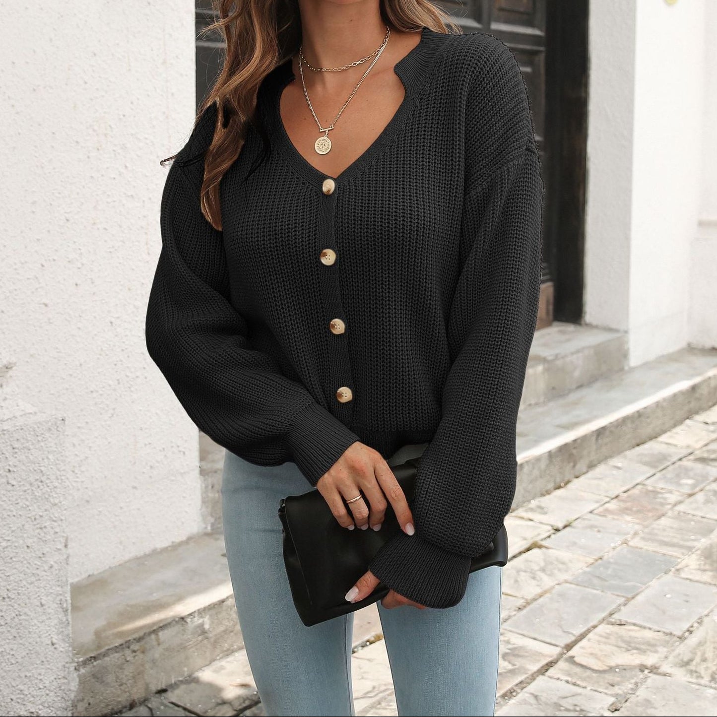 Women's Oversized Button Front Knit Cardigan Sweater