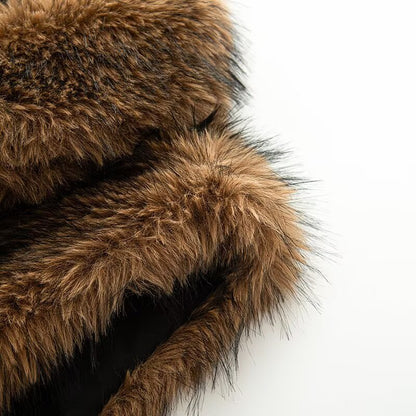 Women's Long Faux Fur Vest Sleeveless Lapel Winter Chic