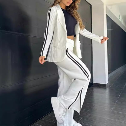 Women's Casual Blazer Wide Leg Pants 2 Piece Set
