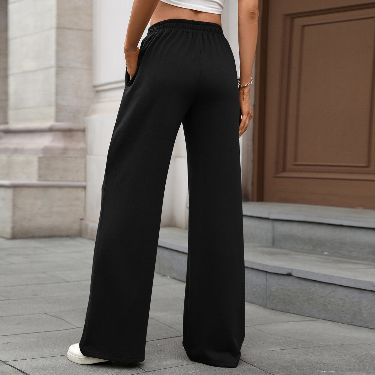 Women's Elastic Waist Wide Leg Pants Casual Loose Fit