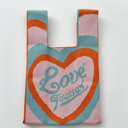 Gradient Love Woman's Knitted Tote Bag Knit Waist Bag
