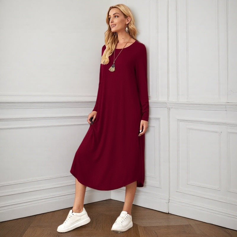 Casual Long Sleeve Maxi Dress with Pockets