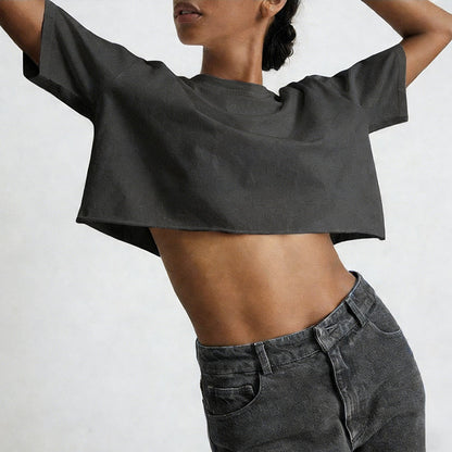 Summer Crop Cotton Tee Women’s Short Sleeve Street Style