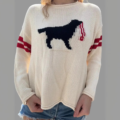 Women's Dog Graphic Crewneck Knit Sweater