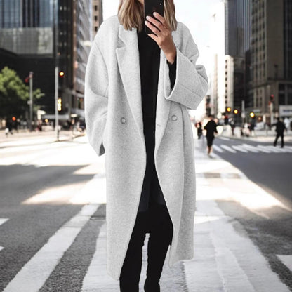Women's Oversized Long Wool Blend Trench Coat