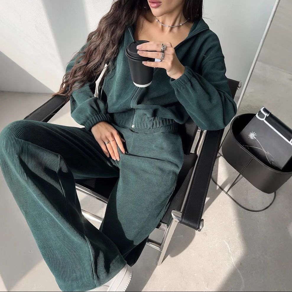 Women's 2 Piece Hoodie Wide Leg Pants Set