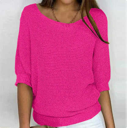 Lightweight Knit Sweater Dolman Sleeve Pullover Top