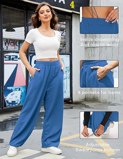 High Waist Drawstring Wide Leg Lounge Pants