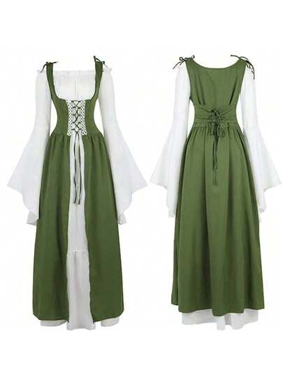 Renaissance Medieval Corset Dress Women Halloween Costume