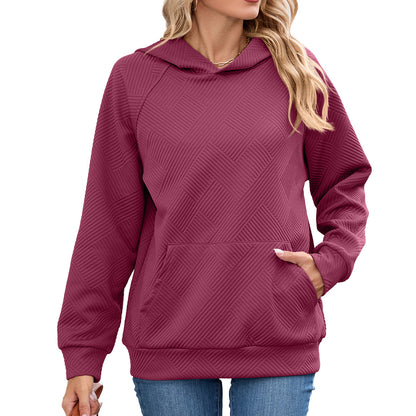 Women's Oversized Textured Hoodie Pullover with Pocket