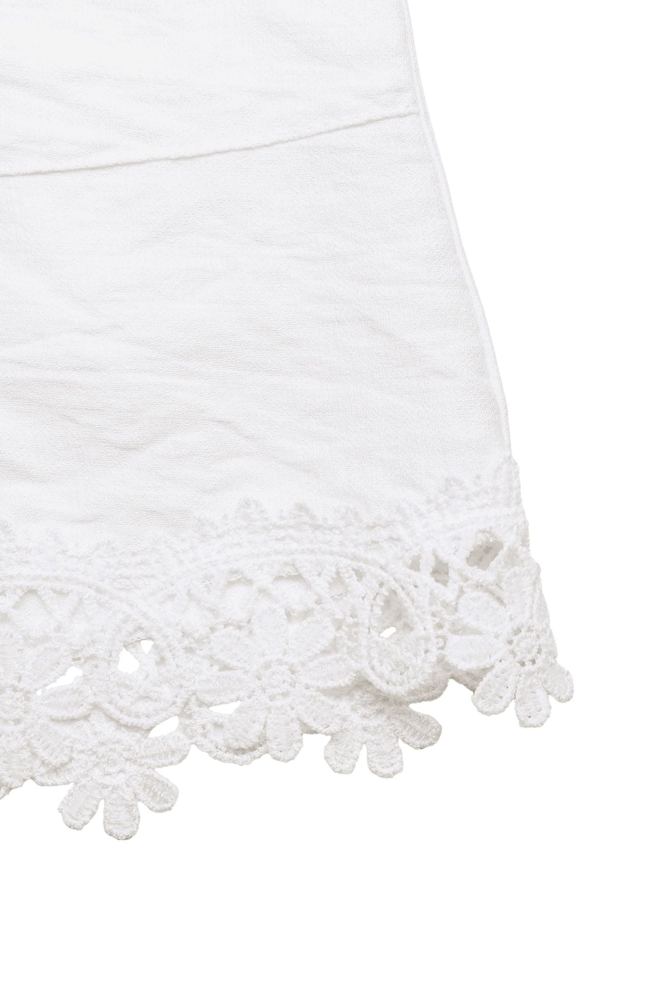 White Lace Trim Bermuda Shorts High Waist Summer Casual