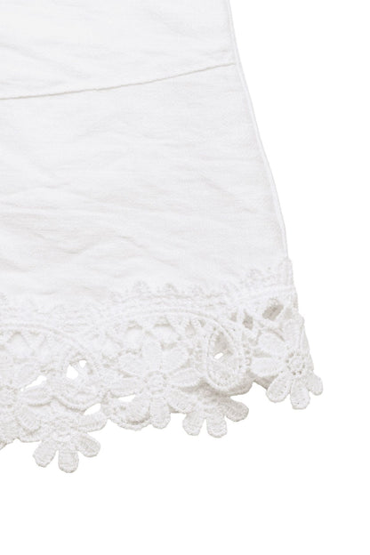 White Lace Trim Bermuda Shorts High Waist Summer Casual