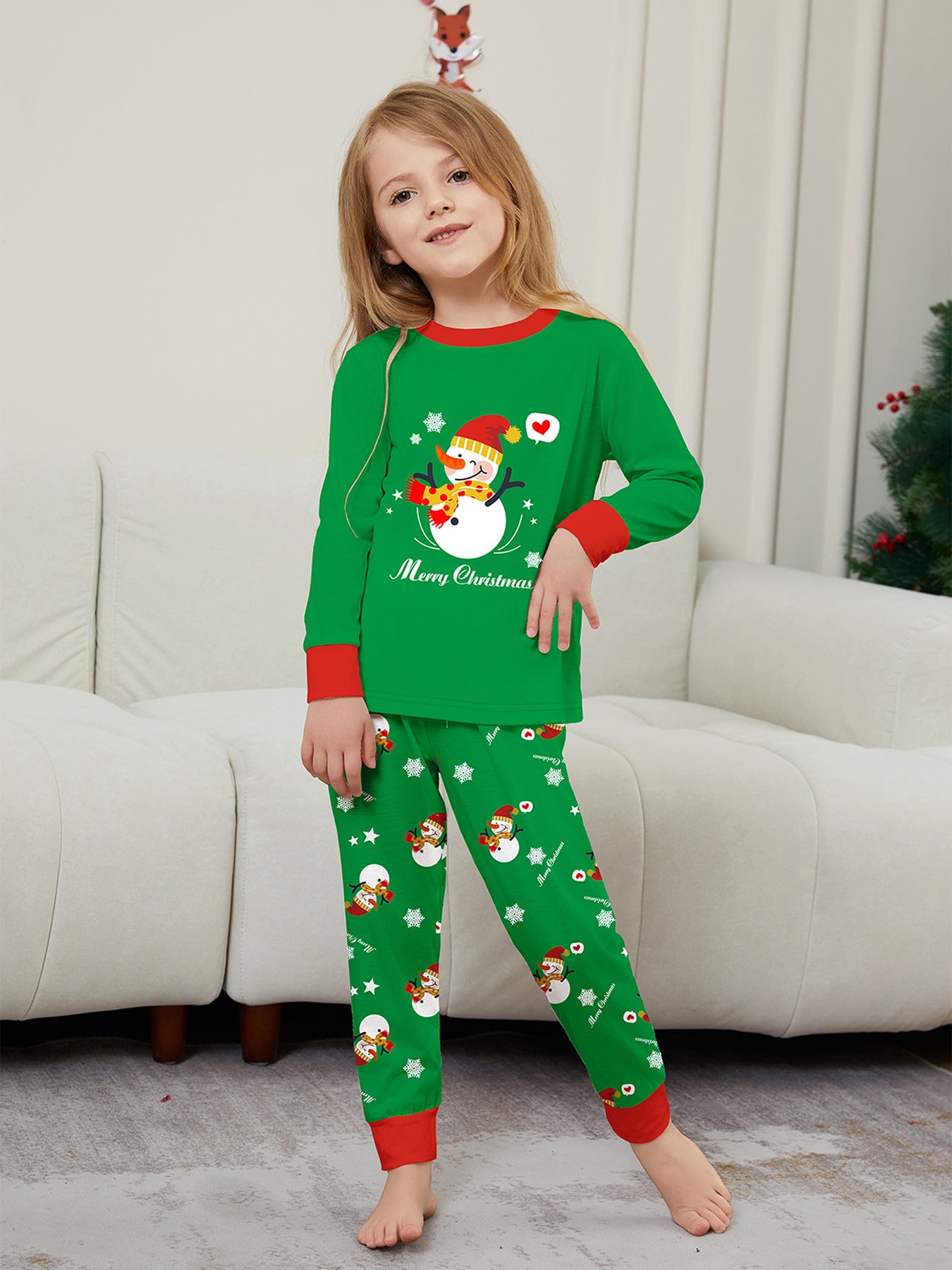 Christmas Snowman Snowflake Letter Parent-child Outfit Print Christmas Loungewear Sleep