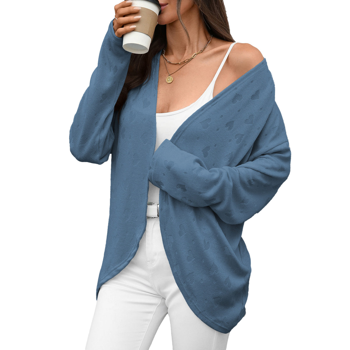 Women's Oversized Open Front Long Sleeve Knit Cardigan