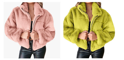 Women's Faux Fur Zip Up Jacket Winter Warm Fuzzy Coat