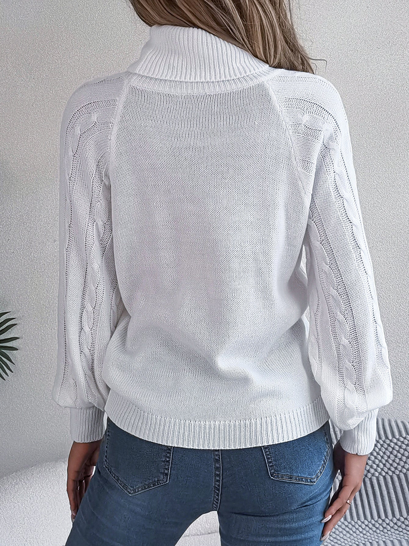 2025 Fall Winter Buttoned Cable Knit Turtleneck Sweater