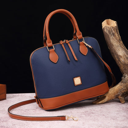 Vintage Pebbled PU Leather Dome Satchel Handbag
