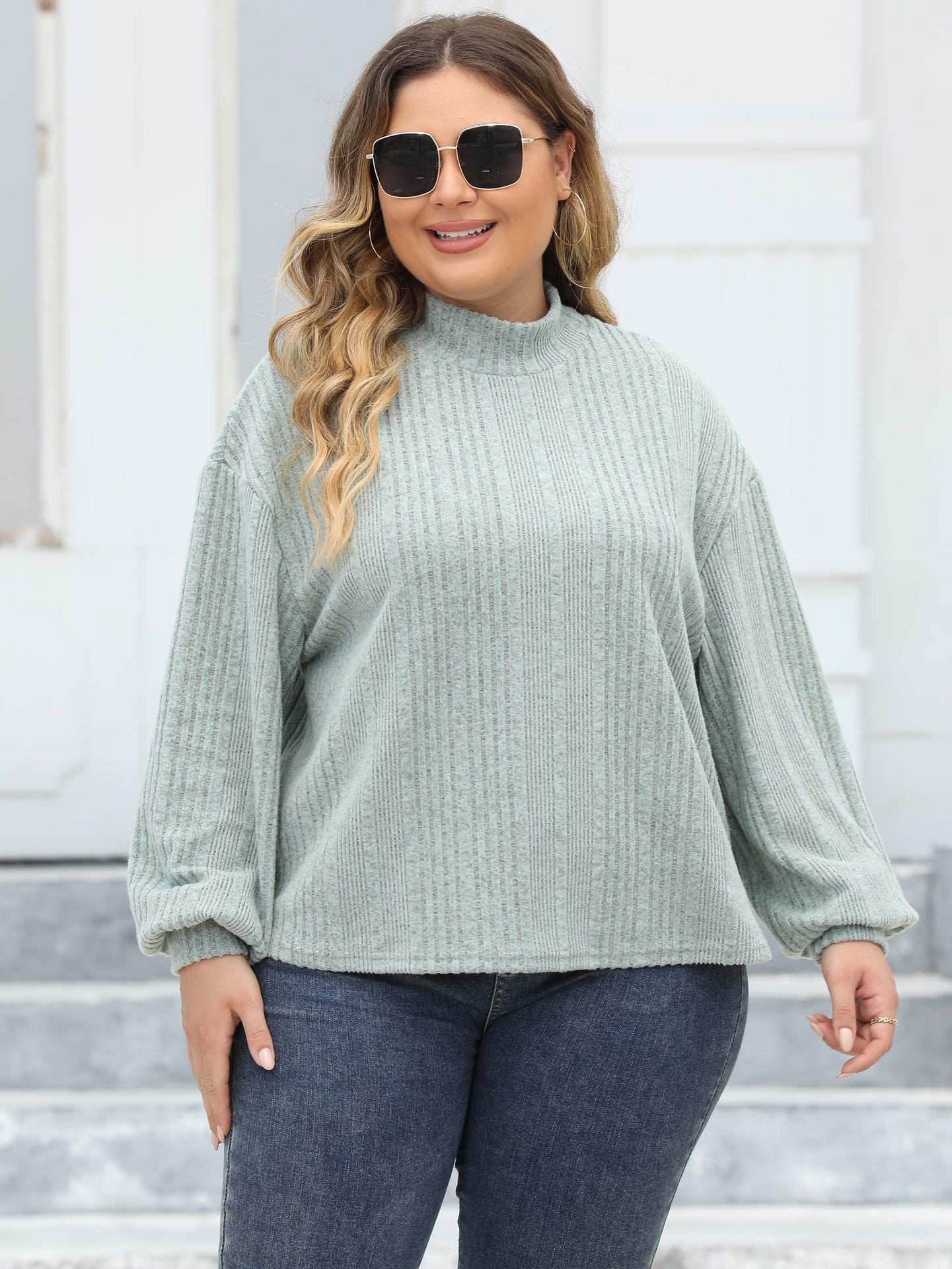 Women's Semi-turtleneck Top Flocked Ribbed Bottoming Shirt