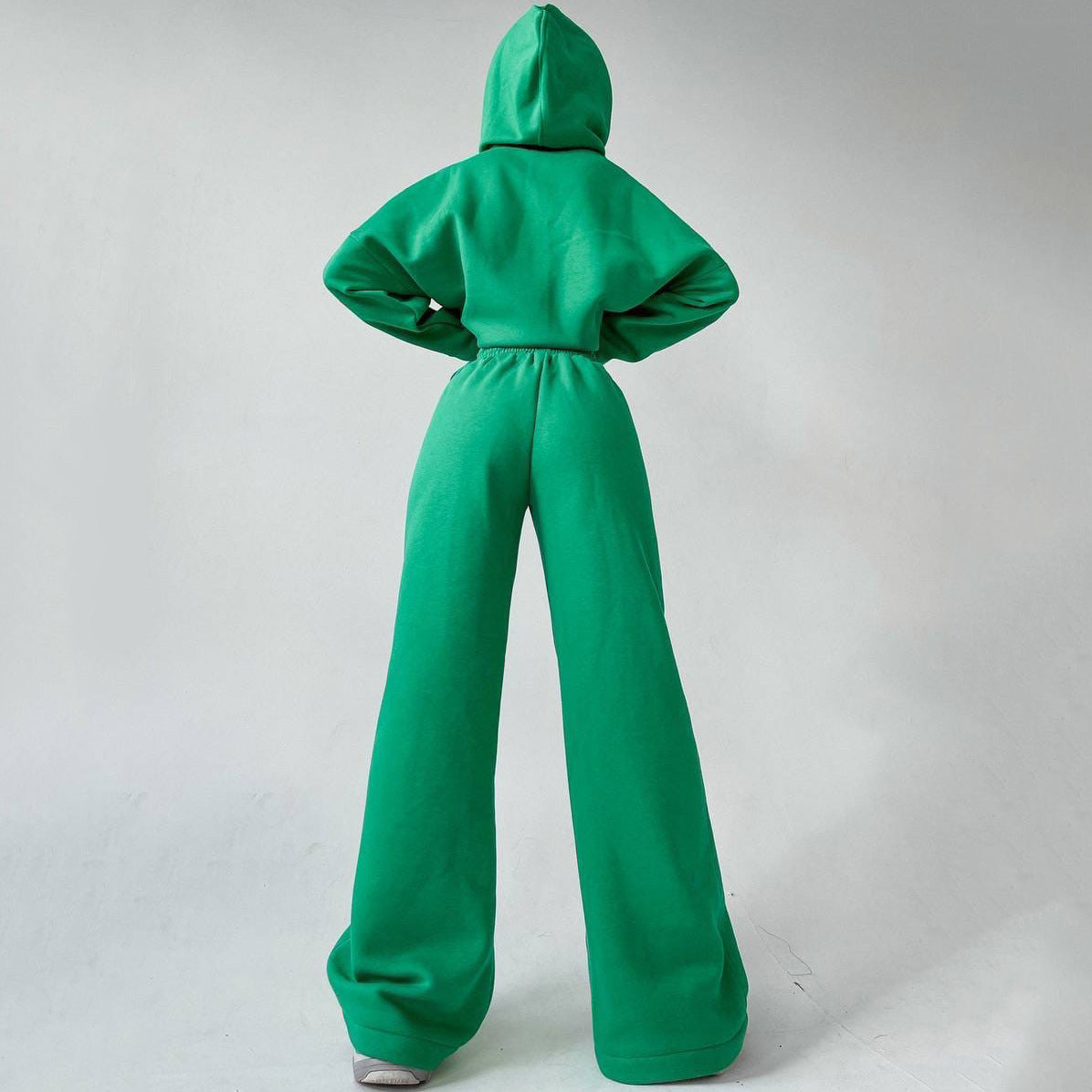 Women's Fleece Hoodie Wide Leg Pants Matching Set