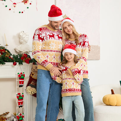 Family Matching Reindeer Snowflake Knit Christmas Sweater