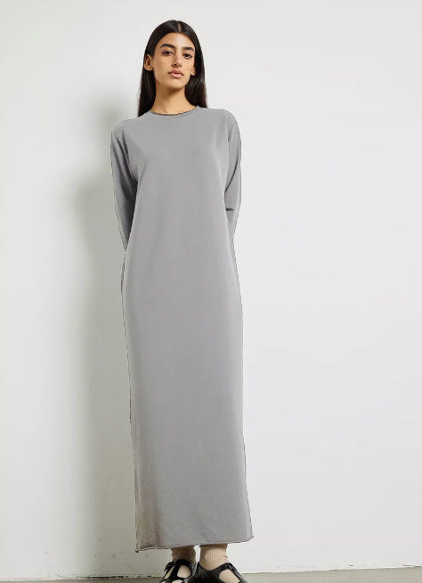 Women's Casual Long Sleeve Solid Maxi Dress Loose Fit