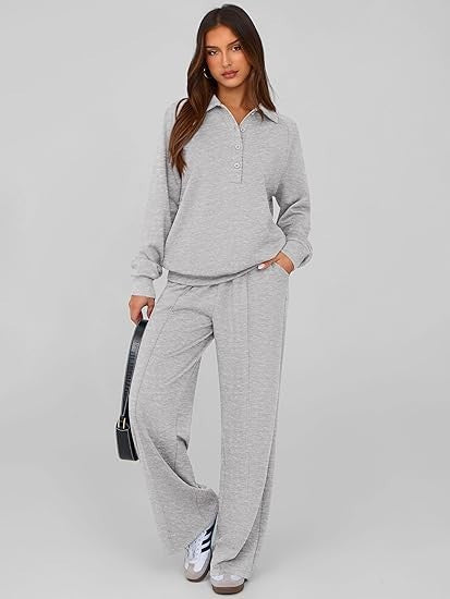 Women's 2 Piece Lounge Set Wide Leg Pants Sweatshirt