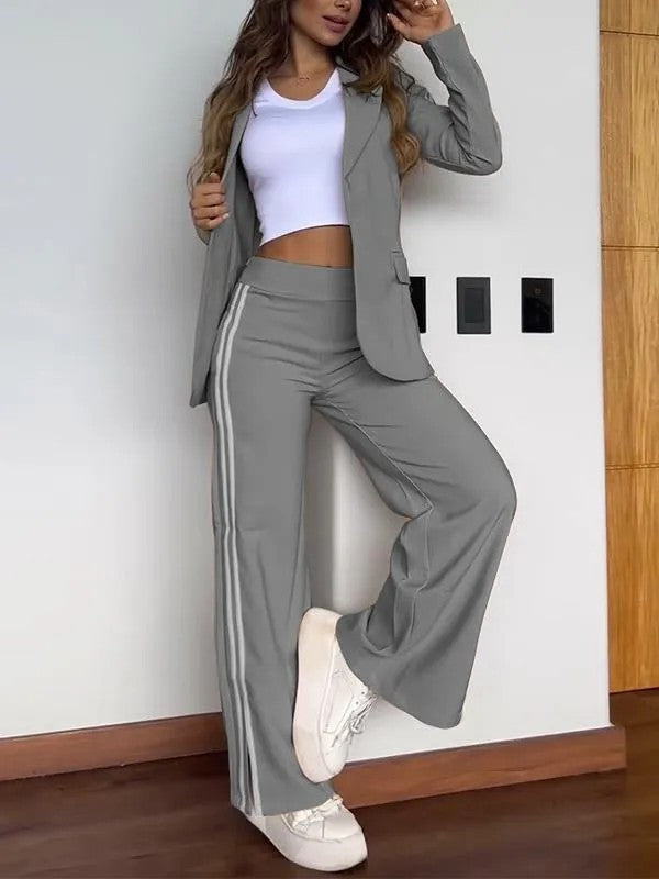 Women's Casual Blazer Wide Leg Pants 2 Piece Set