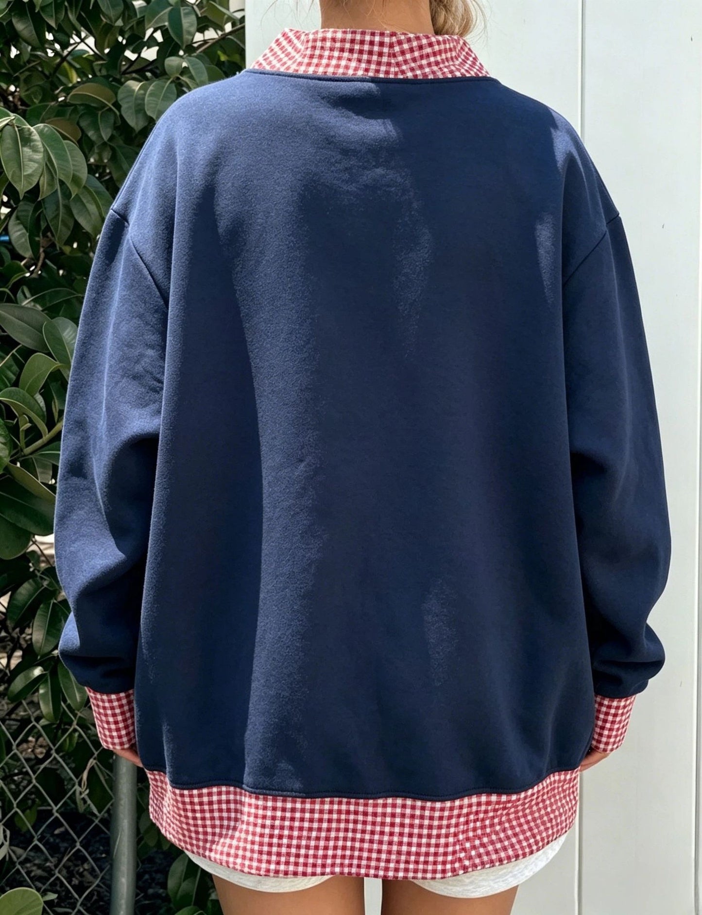 Polka Dot Contrast Oversized Crewneck Sweatshirt