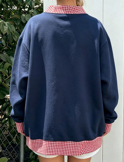 Polka Dot Contrast Oversized Crewneck Sweatshirt