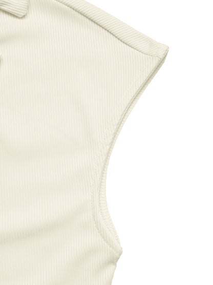 Beige Bow Detail Ribbed Knit Short Sleeve Sweater Top