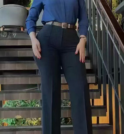 Women's High Waisted Tailored Straight Leg Dress Pants