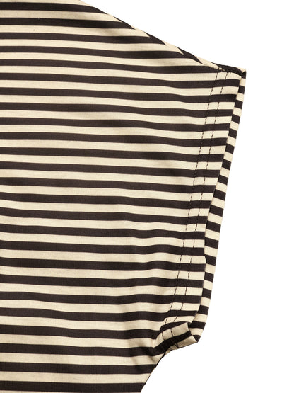 Striped One Shoulder Choker Neck Tee Casual Summer Top