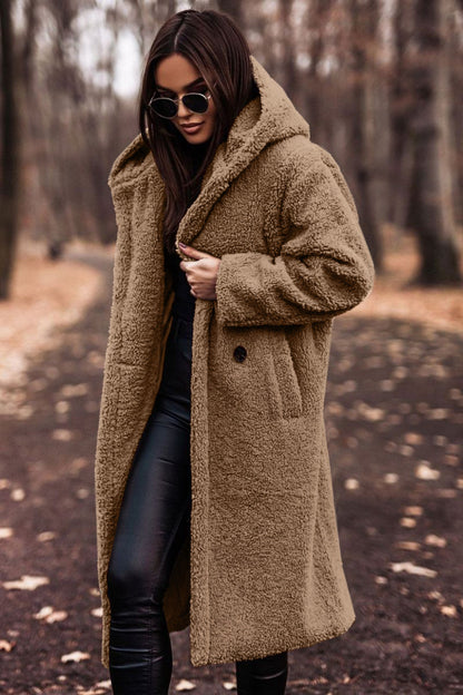 Women's Oversized Teddy Long Hooded Winter Coat