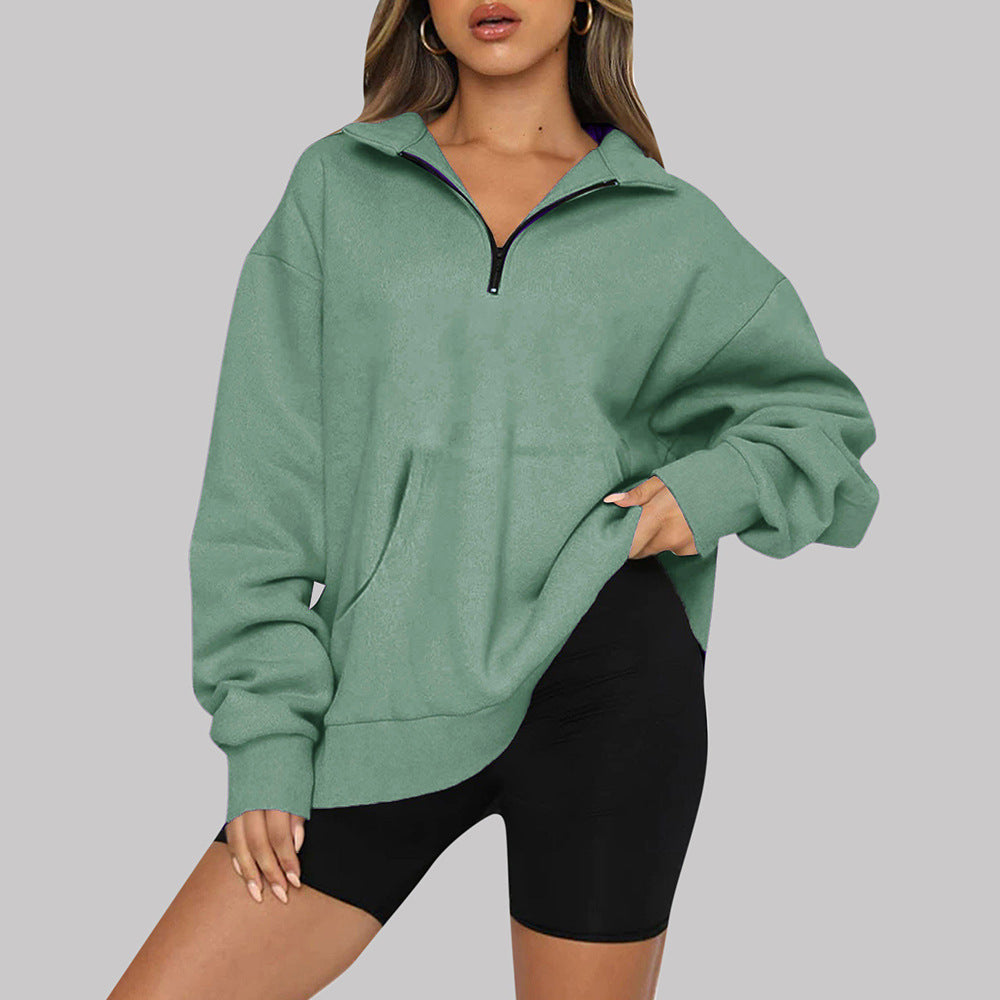 Oversized Half Zip Fleece Pullover Sweatshirt with Pocket
